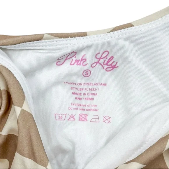 Pink Lily Checkered Cropped Athletic Tank Sports Bra - Size Small - Picture 2 of 3